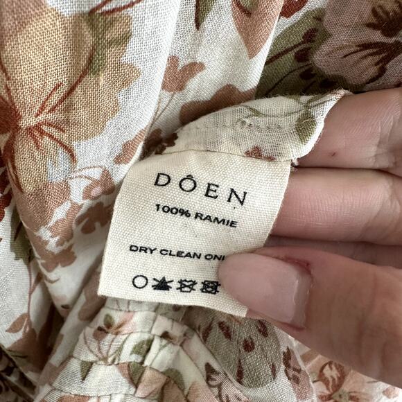 Doen Mariposa Floral Puff Sleeve Midi Dress Canyon Tan - Picture 4 of 5